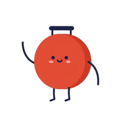 Han, o mascote do Hanko — um carimbo vermelho sorridente
